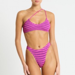 Bondeye - The Selena Crop And Christy Brief Cerise Stripe - Bikini