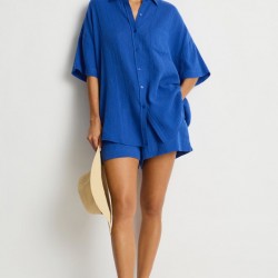 Sea Level - Sunset Aloha Shirt and Sunset Beach Short Amalfi Blue - Costume 