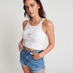 One Teaspoon - Cropped Bower Bird Ribbed Tank - Top